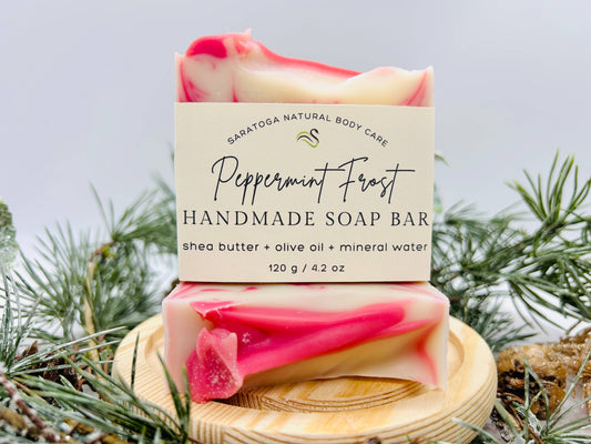 SEASONAL Peppermint Frost Handmade Soap Bar VEGAN Winter