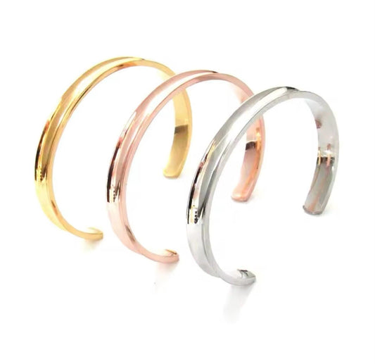 Elegant Hair Tie Bracelet Stainless Steel Grooved Cuff Bangle for Women Girls