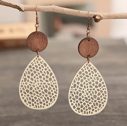 Waterdrop Dangle Earrings - Bohemian Chic Hollow Design, Hypoallergenic | Nickel-Free