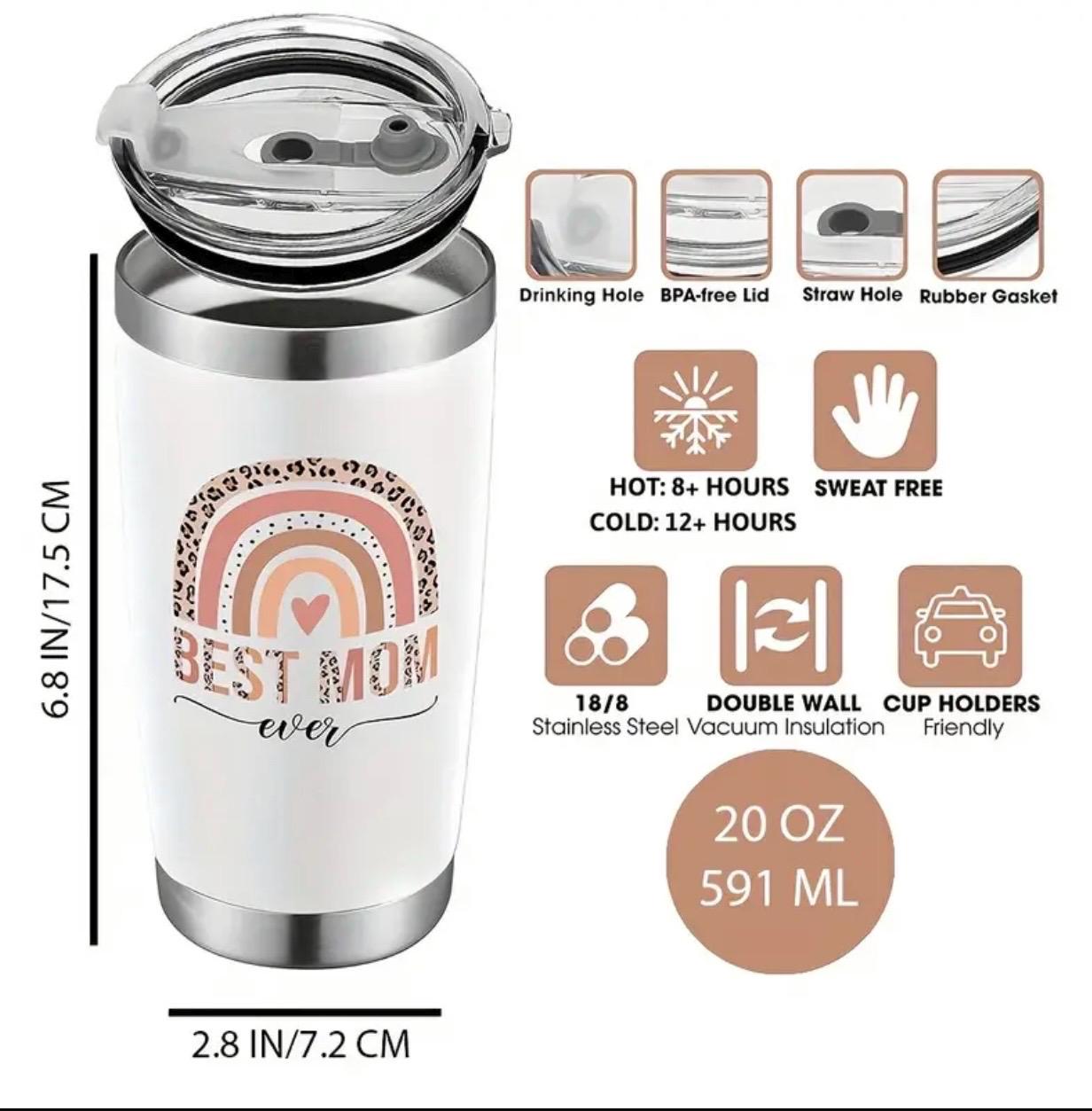 Celebrate Mom Every Sip of the Way - #1 Mom 20oz Insulated Tumbler, BPA-Free - Thoughtful Gift for Moms